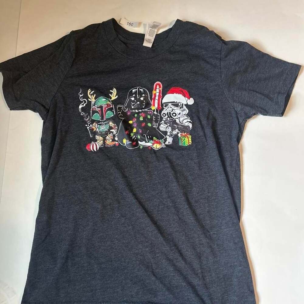 Bella + Canvas Star Wars Christmas Graphic T-Shirt L 14-16 Dark Grey